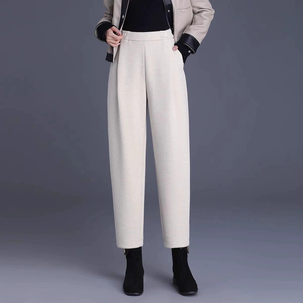 

Women s Woolen Harem Trousers - Casual Nine-Point Banana Radish Cut 2XL (25 waist / 120-132 lbs)