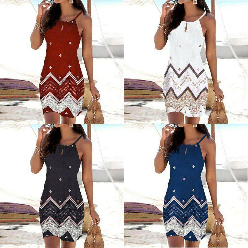 Women's Strappy Floral Print Mini Dress For Summer Stylish Beach Getaways