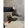 Short Boots Women's 2025 Autumn and Winter New Black French Thick Heel Elastic Thin Boots Martin Boots