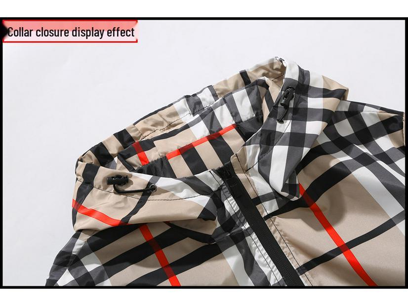 6681 Jarní Nová Pánská Kostkovaná Ležérní Bunda s Kapucí - Dospívající Student Plus Size Trend