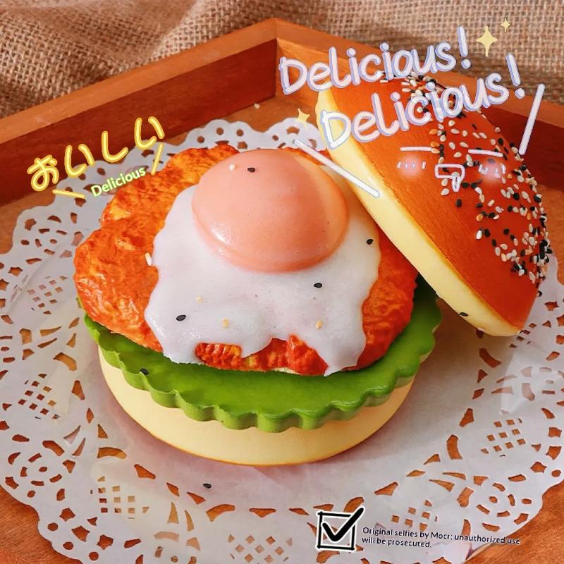 Big Burger Squishy Slow Rising Beef Hamburger Bread Squeeze Toy - Stress Release Hand Relax Toy Layered Slow Rebound