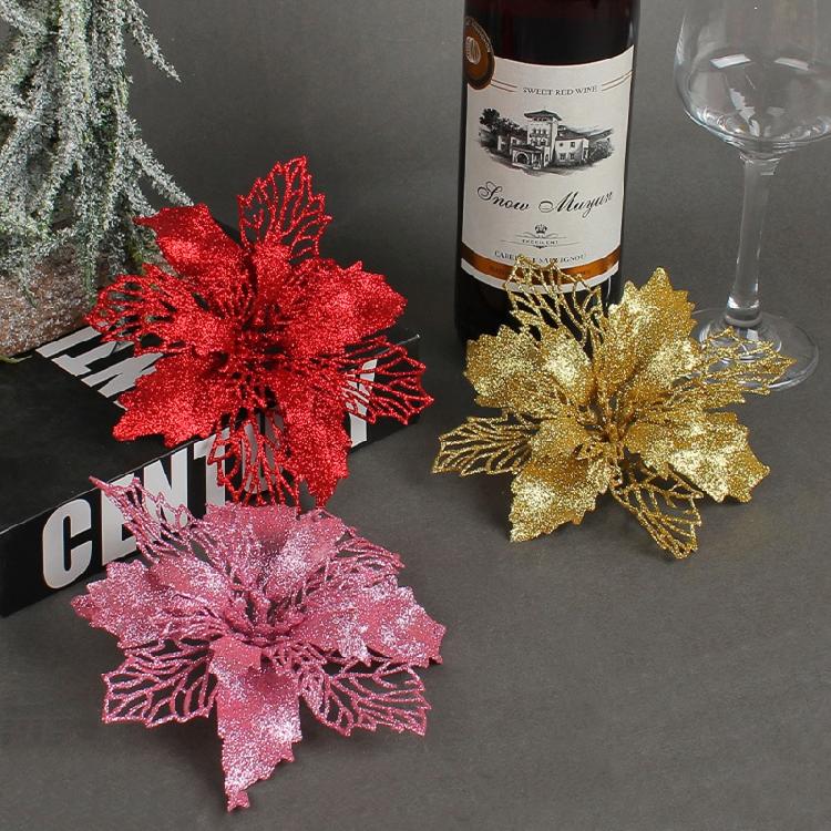 Artificial Glitter Christmas Flower Set of 6 Decorative Wreaths Wedding Party