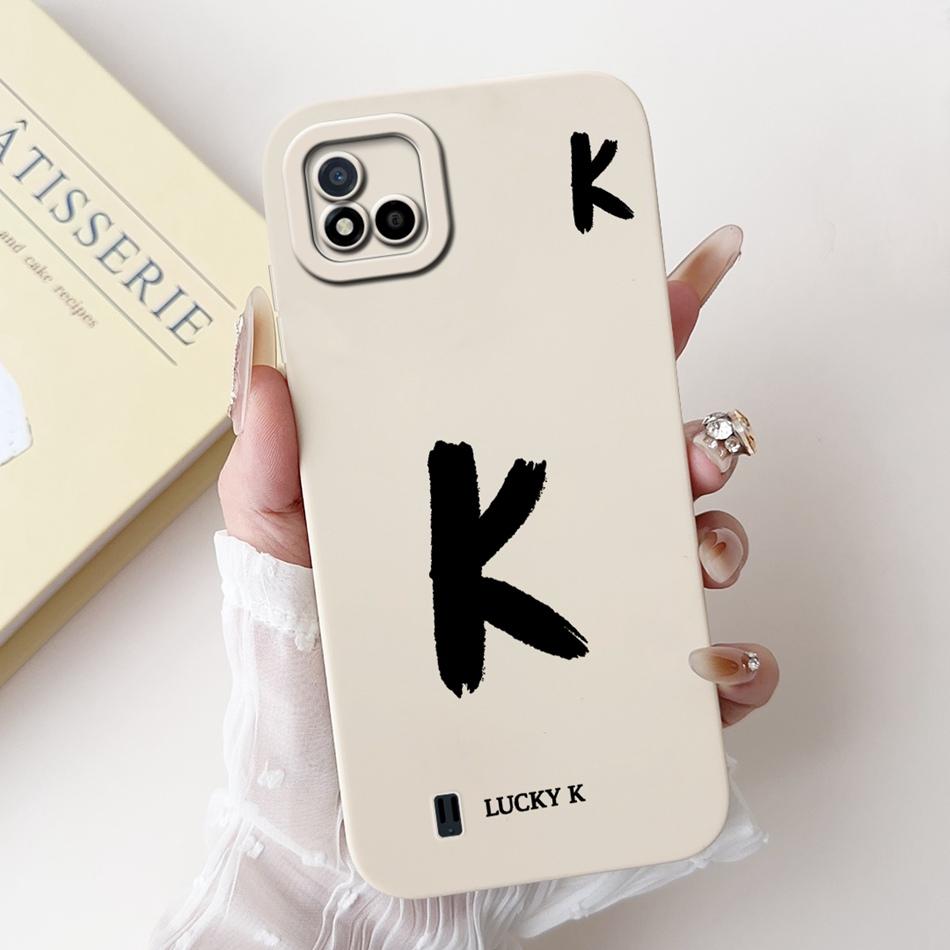 For Realme C11 (2021) Lucky Initial Letter Phone Case For Realme C11 2021 2020 RMX3231 RMX2185 Soft Silicone Shockproof Cases