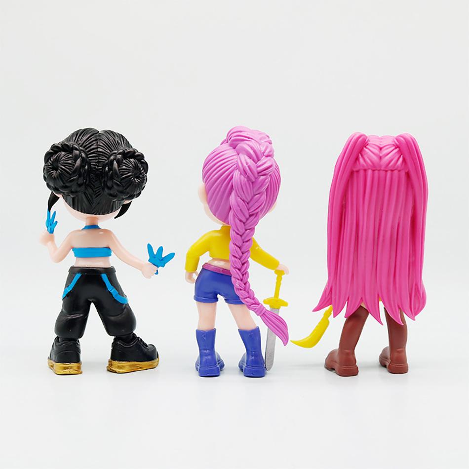 3Pcs/Set Kpop Demon Hunters Figure Q Version Demon Hunters Figures Toy Derpys Rumi Mira Zoey Sussy Figurine Gift