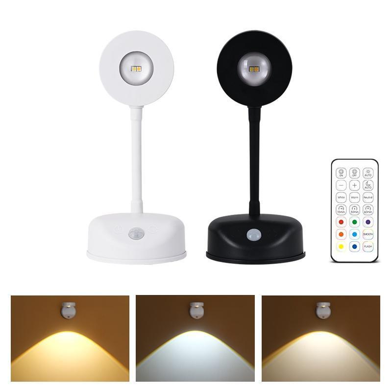 RGB Motion Sensor Wall Light Rechargeable Magnetic LED Wall Lamp 16 Colors Dimmable Remote Control Wireless for Stairway Bedroom Hallway Decor
