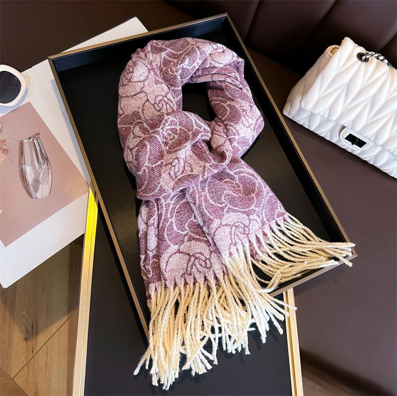 Autumn Winter Jacquard Scarf Women Pashmina Shawls Luxury Wrap Cashmere Blanket Warm Thick Scarves Lady Bufanda Travel Stole