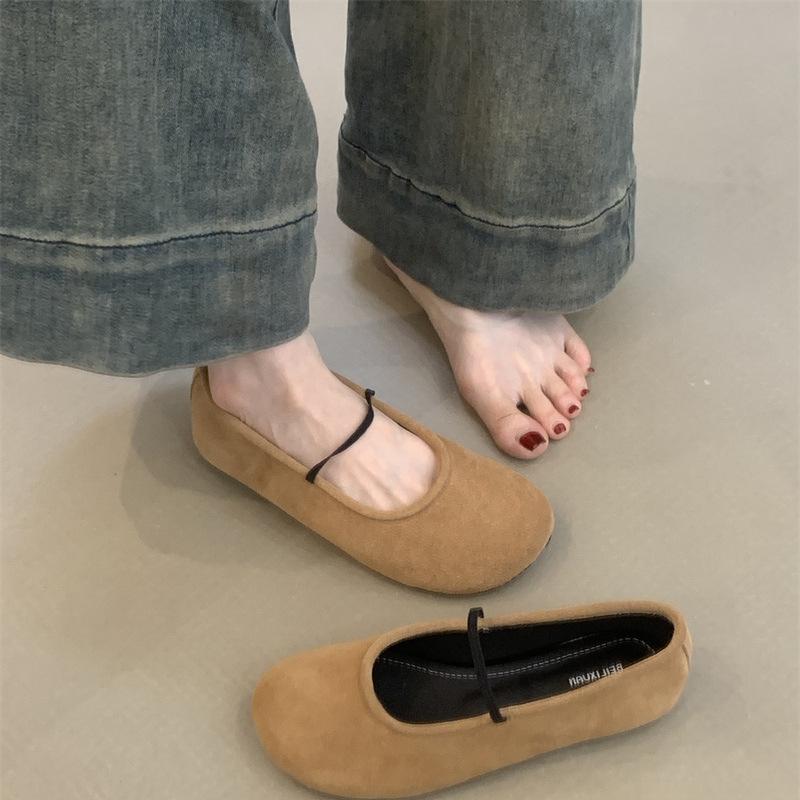Vintage Mary Jane Shoes Women's 2025 Summer New Mori Women's Literary Matte Cute Round Head Shallow Mouth Beanie Shoes