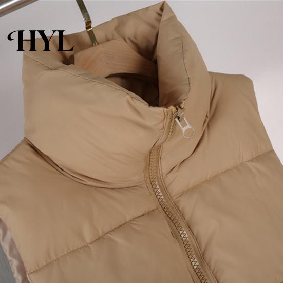 Cotton Waistcoat Winter Women Vest Coat Stand Collar Neck Protection Thickened Padded Zipper Closure Cold Weather Cardigan Sleeveless Solid