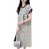Long Loose and Thin Striped Dress, New Summer Niche Design Casual T-shirt Skirt