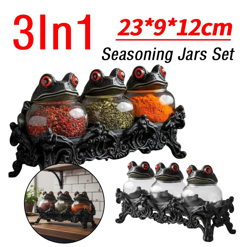 3 In 1 Gewürzgläser Set Handgefertigte Hexenhafte Frosch Apotheker Gewürzgläser Klar Einzigartige Vintage Gläser mit Froschdeckeln Aufbewahrungsbehälter