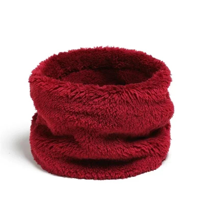Solid Cashmere Plush Warm Winter Ring Scarf Women Men Knitted Full Face Mask Snood Neck Scarves Thick Muffler 2025 New