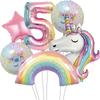 6pcs ainbow Unicorn Aluminum Balloon 32inch Gradient Number Balloon Unicorn Party Supplies Unicorn Party Decoration Baby Shower