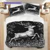 Deer Pattern Bedding Quilt Set Quilt Cover Pillowcase Home Decoration Birthday Gift (1 * Duvet Cover + 2 * Pillowcase, Without Core)