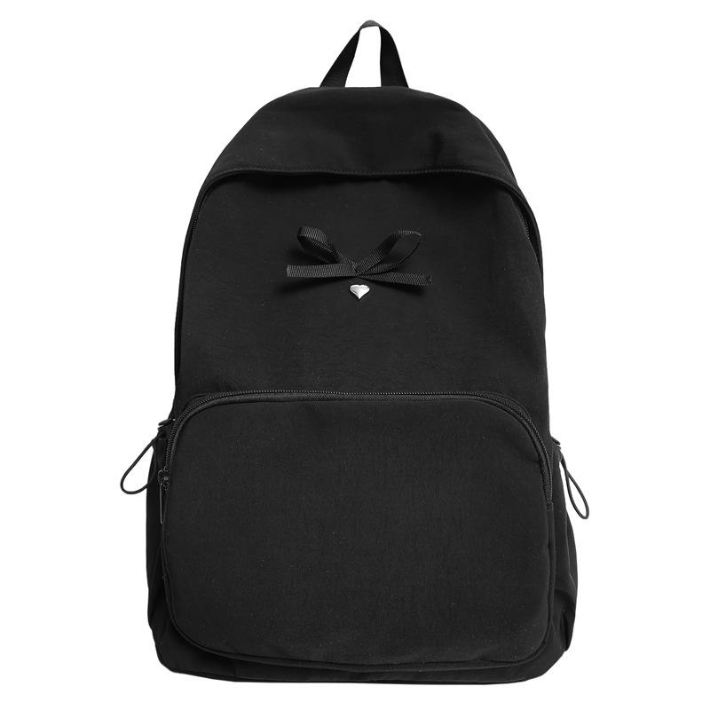 

Однотонный рюкзак для студенток с бантом чёрный