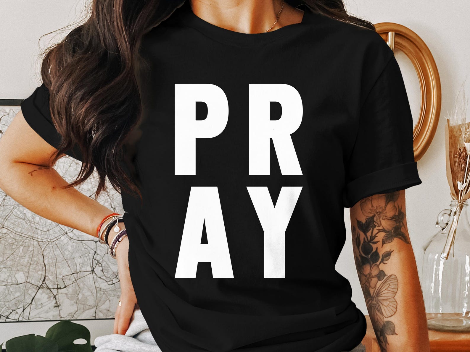 Pray T-Shirt, Faith Shirt, Christian Apparel, Jesus Tee, Religious Gift, God Lover, Inspirational Clothing, Minimalist Design 3XL