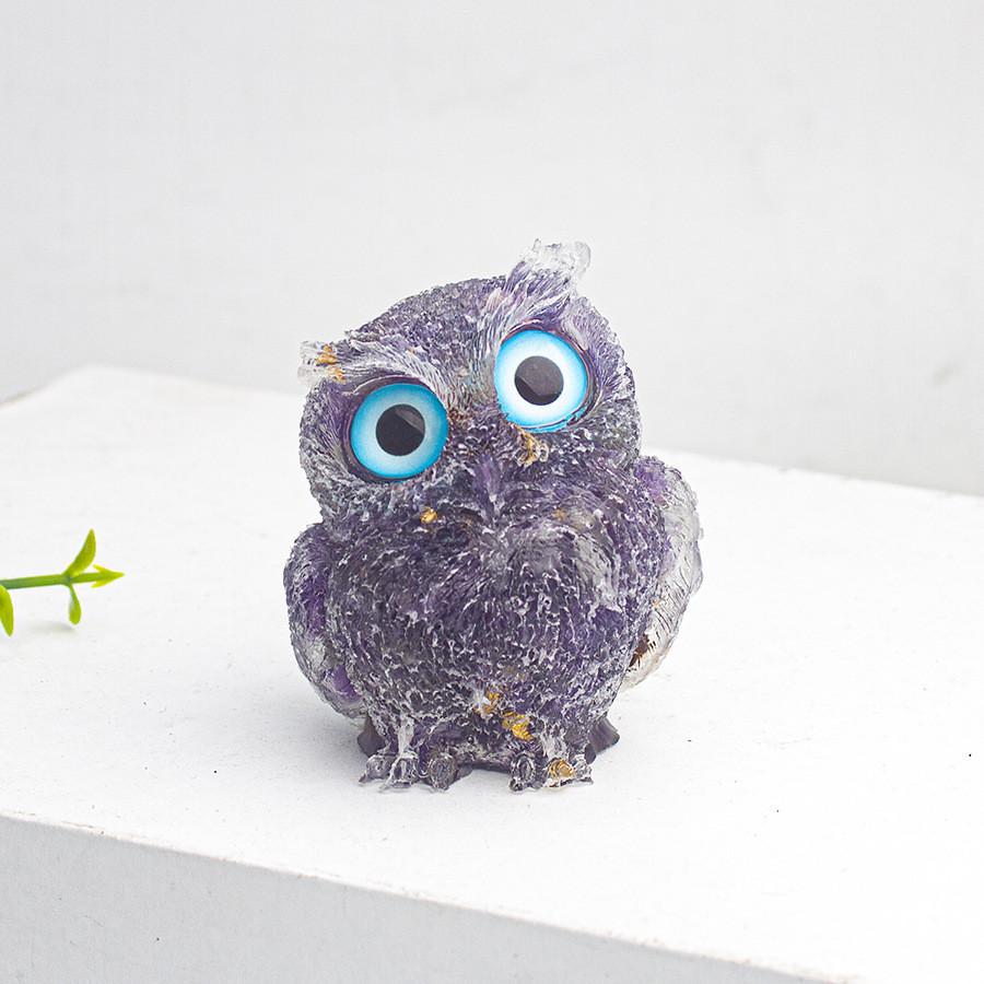Natural Crystal Owl Car Ornament For Office Desk Decor Gift For Kids
