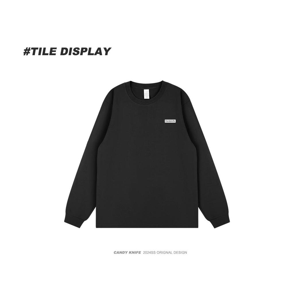 Unisex Retro Minimalist Letter Print Long Sleeve T-shirt