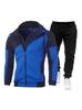 Men's Spring/Autumn Sporty Patchwork Jacket & Long Pants Set with Hood