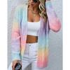 Damski sweter kardigan z dekoltem V, długim rękawem, warkoczowym splotem, gradientowy, luźny, streetwear, sweter, casualowe okrycie wierzchnie