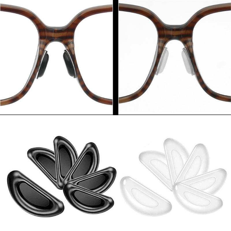 10 Pairs Adhesive Eye Glasses Nose Pads D Shape Stick On Anti-Slip Soft Silicone Adhesive Nose Pads Glasses Nose Pad Kit