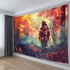 2D Fireman Hero Wall Tapestry, Wildfire Forest Rescue Scene Wall Art for Home Decor