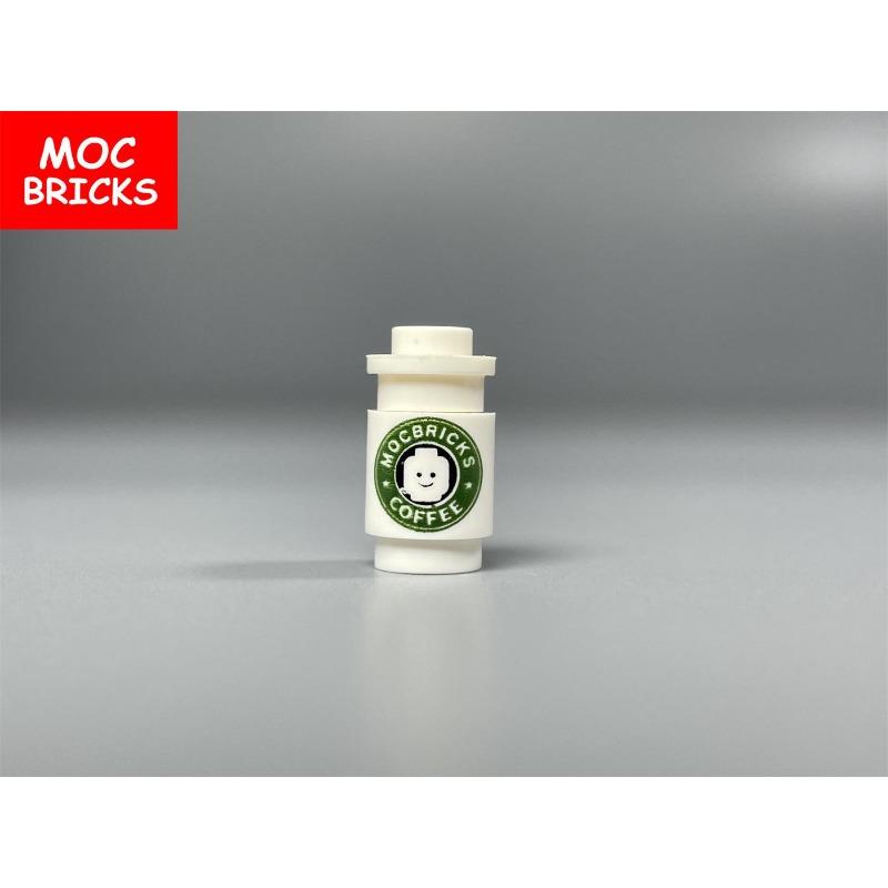 10pcs MOC Bricks Cofffe Bottle Cup Round Brick 1x1 Printed Part Model Assembled Toy Christmas Gift For Children Adult