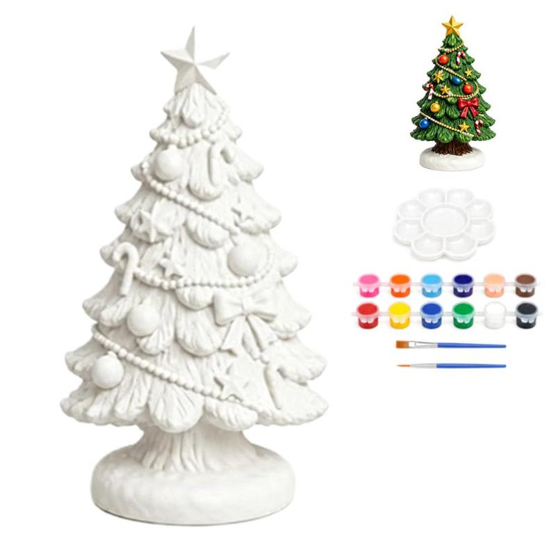Diy Christmas Santa Claus/Snowman/Deer Plaster Figurine Painting Kit Kids Graffiti Paint Set Toys Holiday Keepsake Gift Ornament