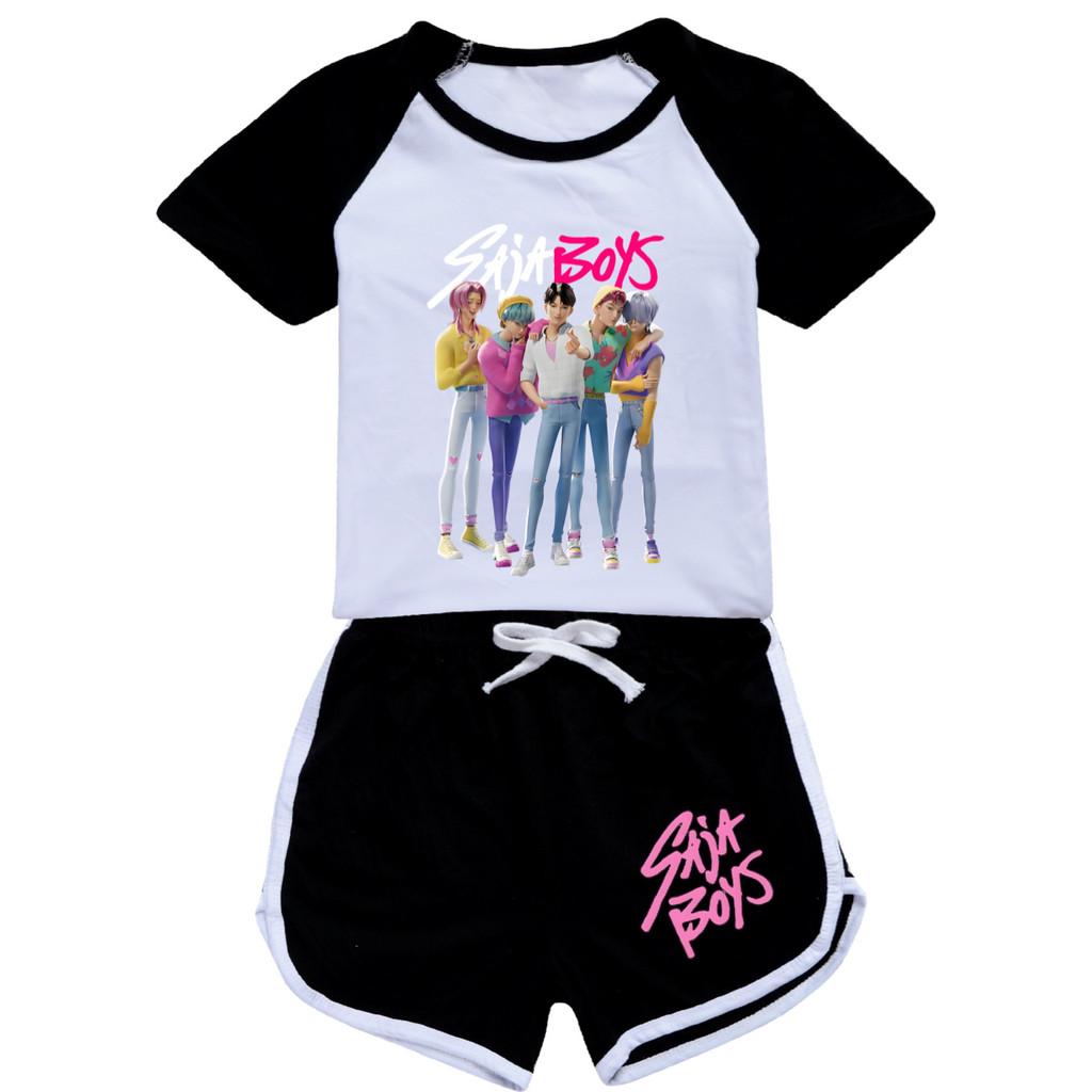 4986 Kids Girls Sajaboys POP Rumi Zoey Mira Print T-shirt Shorts Sport Tracksuit Clothes Set