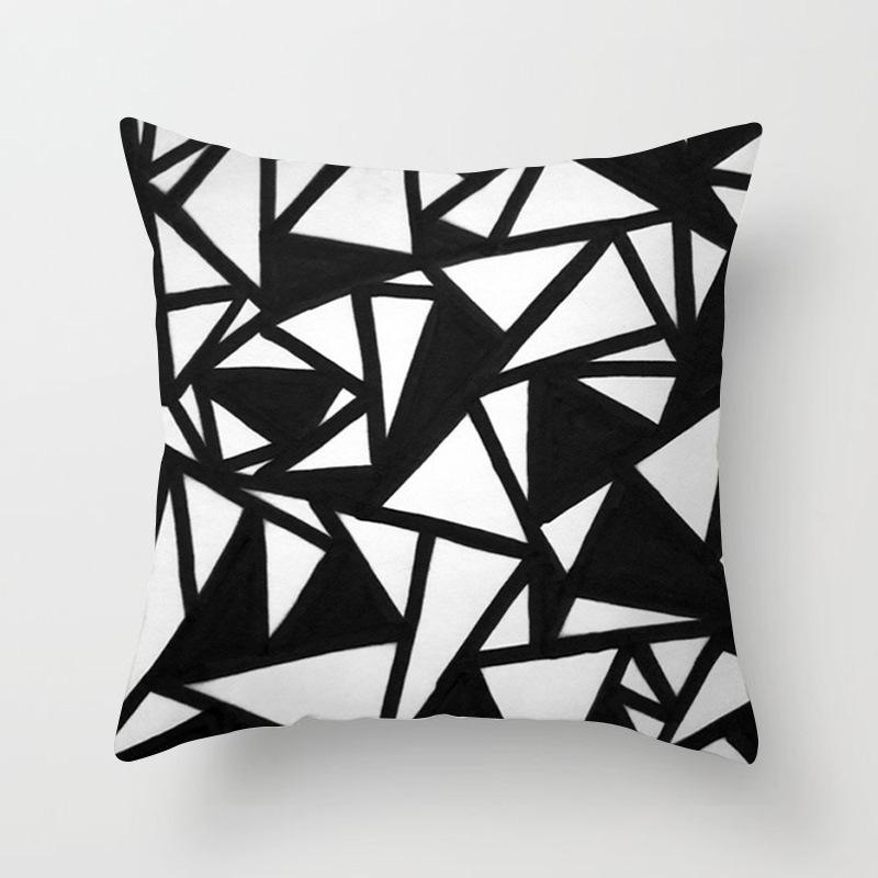 Nordisches Schwarz-Weißes Geometrisches Kissen, Sofataille, Pfirsichleder Samt Kissenbezug, Warmer Fauler Seitenschlaf