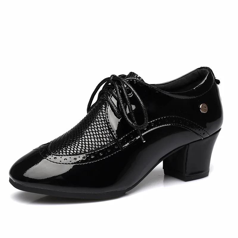 Women Latin Dance Shoes Leather Lace-up Ballroom Shoes Tango Salsa Performence Practice Dance Shoes