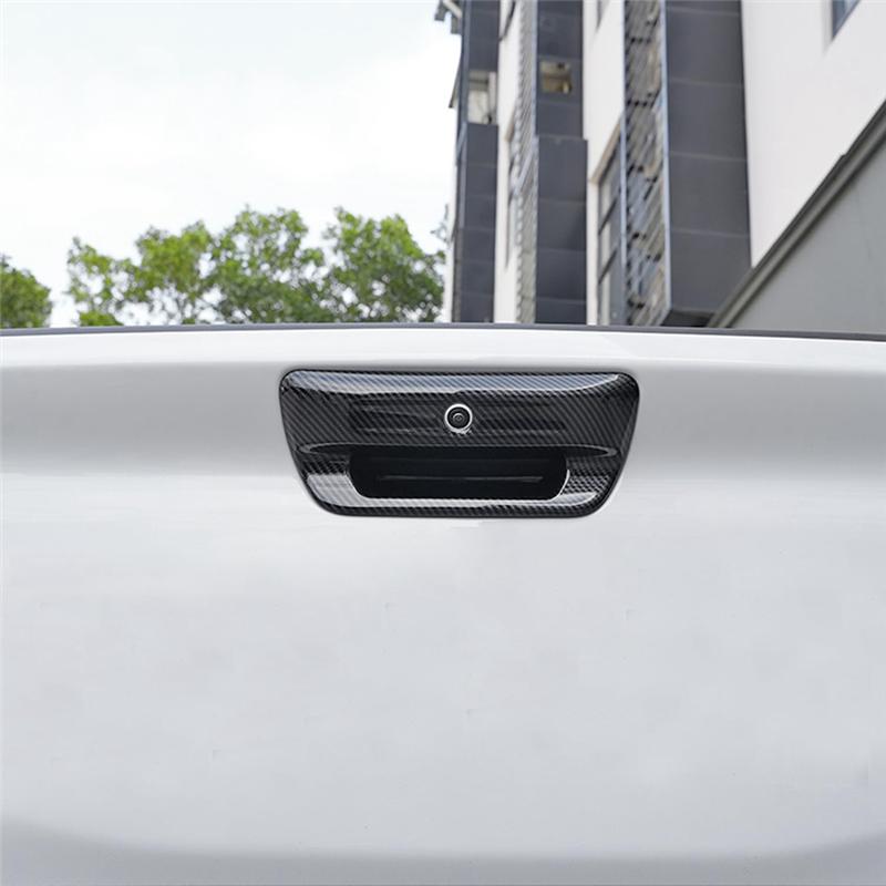 Powerful For Dodge Ram 1500 TRX  2024 Rear Trunk Tailgate Door Handle Cover Trim Car Exterior Parts ABS Carbon Fiber Carbon Fiber Pattern