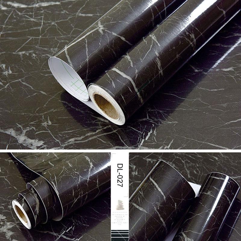 PVC Self-Adhesive Marble Wallpaper Kitchen Tile Stove Waterproof Oilproof Stickers Furniture Desktop Countertop Protective Film