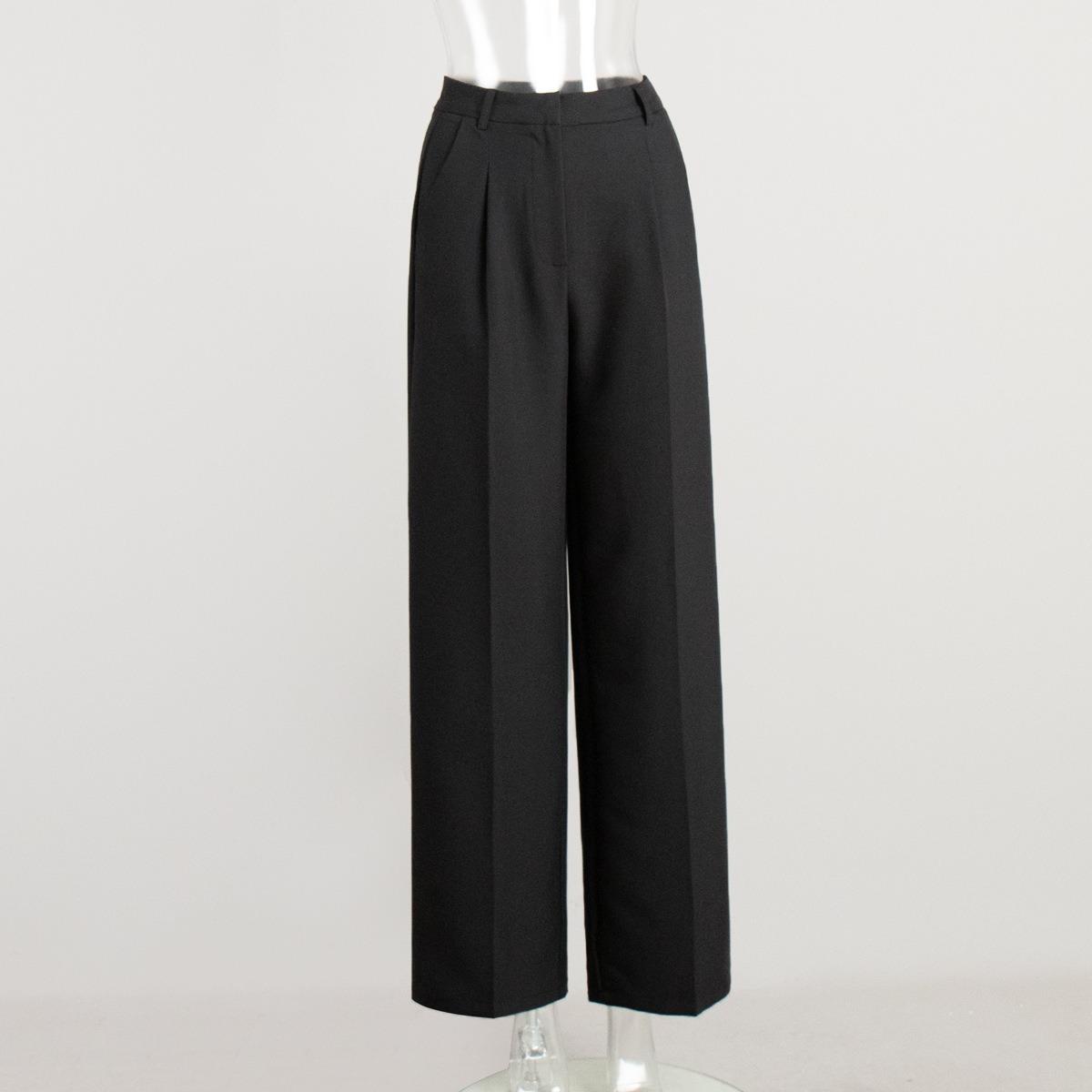 

Spring Summer New Women s Loose Straight Suit Pants, Casual Elegant Commuter Trousers for European American Cross-border S чёрный