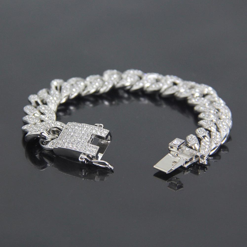 Herren Hip-Hop Kubanisches Armband mit Strasssteinen - 12 mm breit Diamantenstil