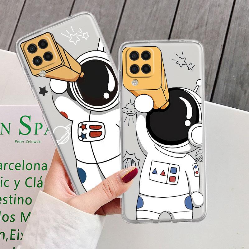 Case For Samsung Galaxy A52 A12 A51 A71 A32 A21s A22 A53 A23 A13 A03 A02 A41 A33 A11 A72 A73 Phone Cove Astronaut Cute