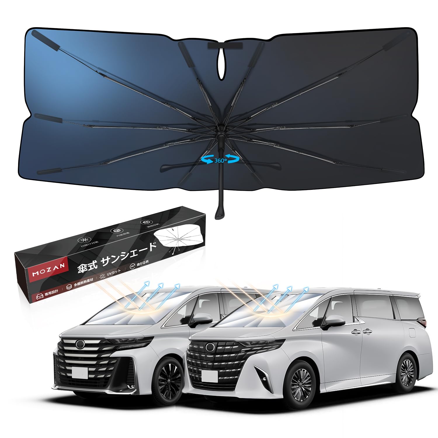

специфический автомобиль Mozan Car Эксклюзив для Toyota Alphard Vellfire 40 Лобовое стекло ALPHARD VELLFIRE 10 Стекло УФ Гибкий зонт от солнца Термосумка для хранения чёрный