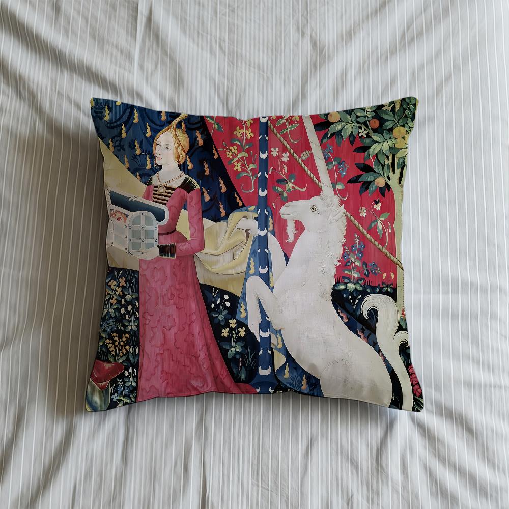 Cushion Medieval Cover Soft Maiden Unicorn Case And For Sofa Living Room Home Comfortable Office Decor Protective Pillow Covers