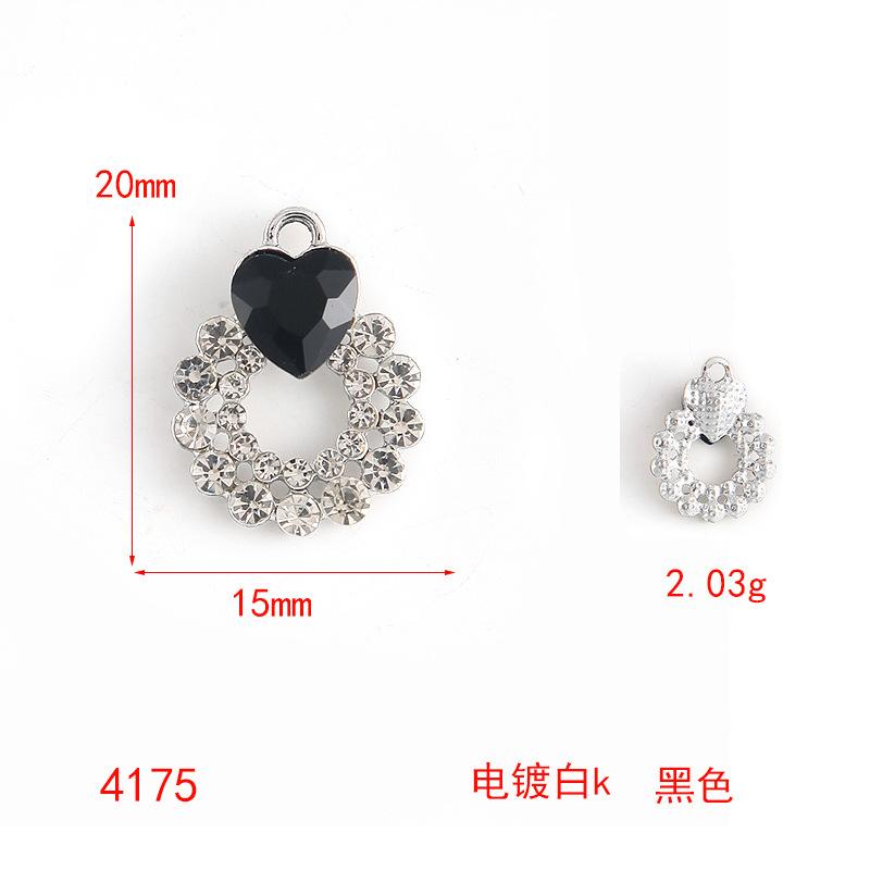 Color Transparent Rhinestone Diy Alloy Jewelry Accessories Diamond-Set Heart Bracelet Necklace Pendant Love Pendant