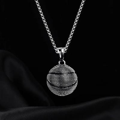 Basketball Pendant Men's Necklace New Sports Style Stainless Steel Chain Fashion Hip Hop Neck Accessories Party Jewelry Gifts