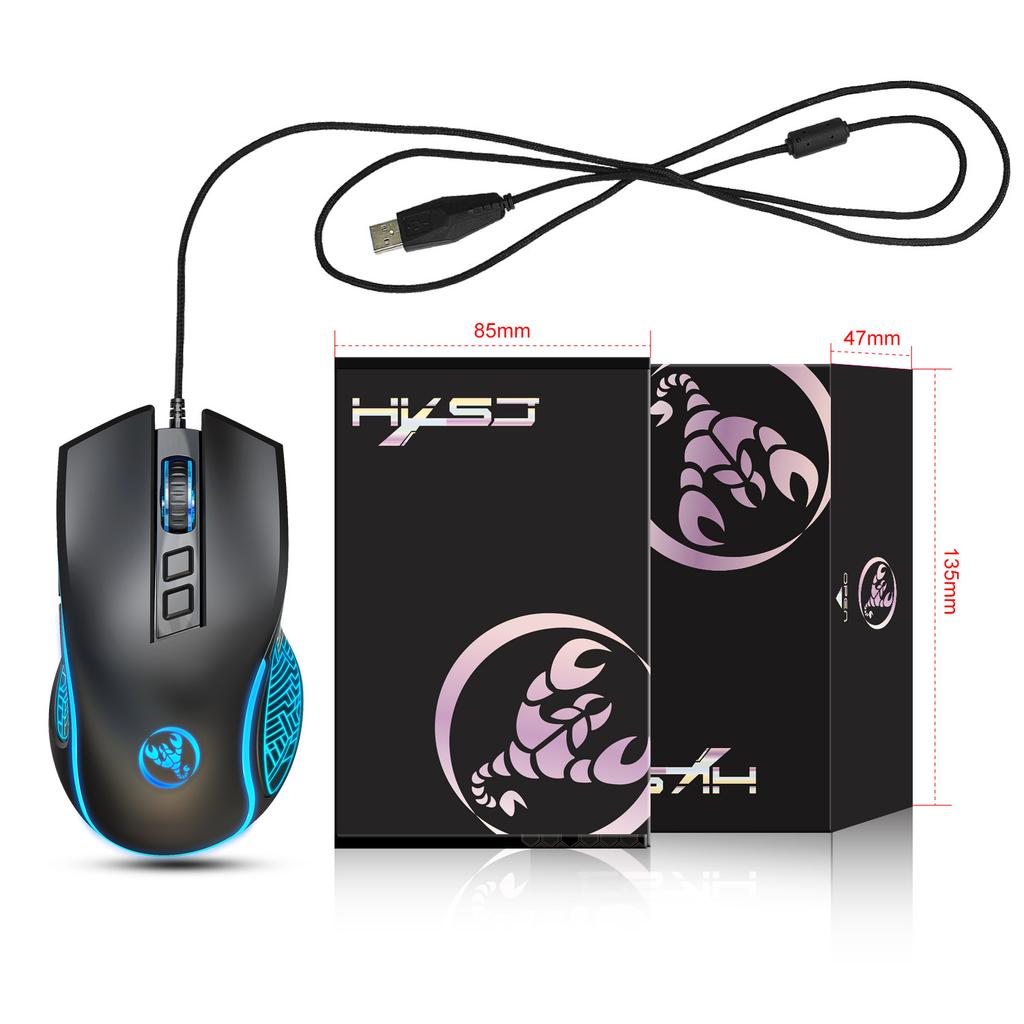 A869 HXSJ Colorful Luminous Gaming Mouse Esports Wired Mouse DPI Four Levels Adjustable Up 3200dpi