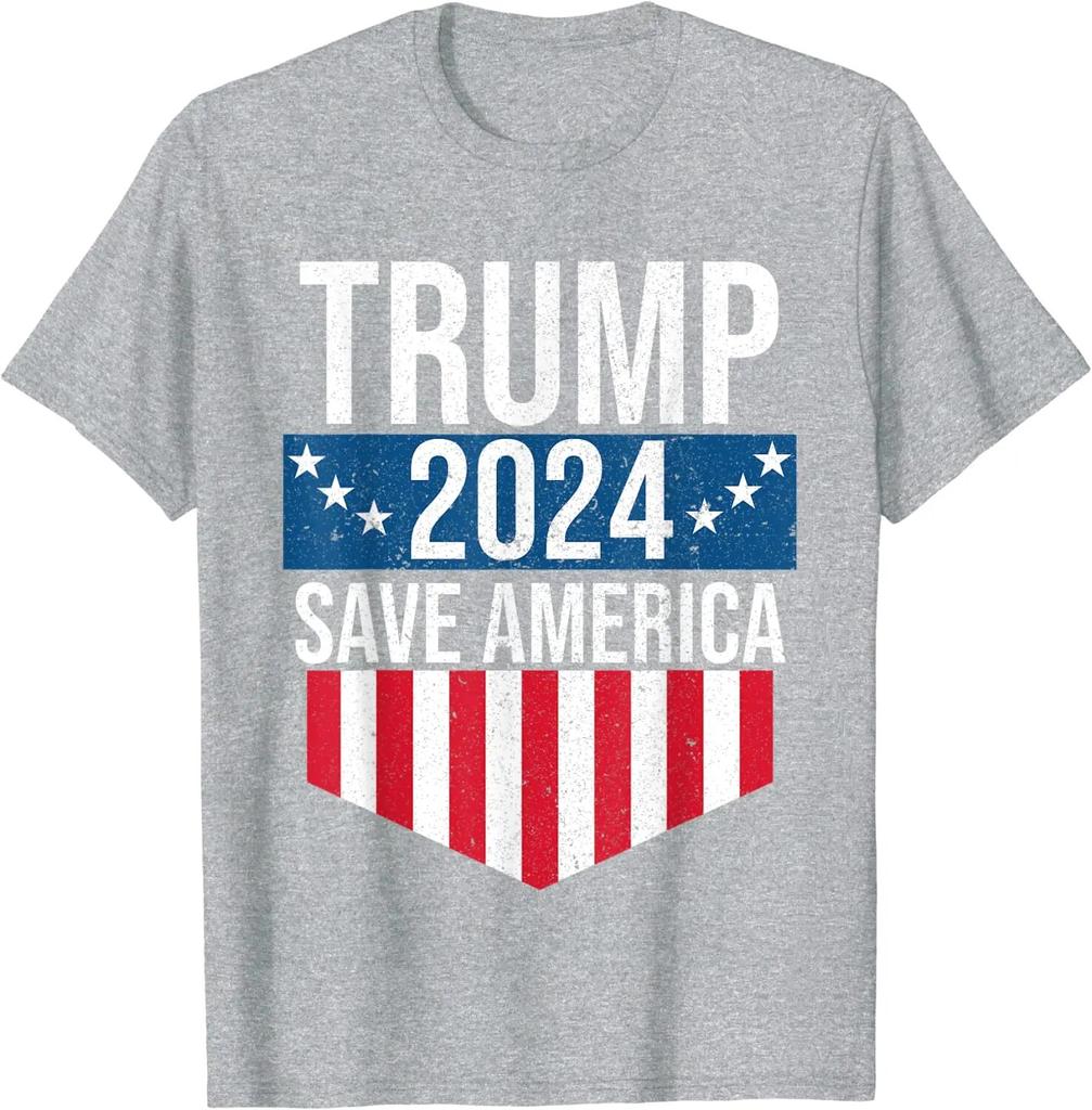 Trump 2024 Save America Tisk Unisex/ Ženy Ležérní Móda Topy s kulatým výstřihem Letní y2k trička Oversized Krátký rukáv WoUnisex oblečení