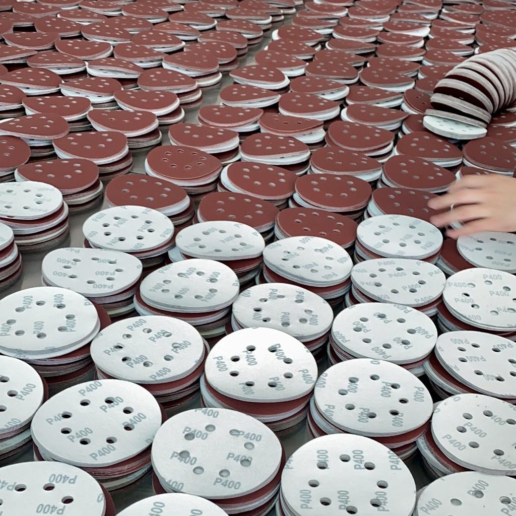 10pcs 5-inch 8-hole Flocked Sandpaper, Eed Sandpaper, Aluminum Oxide 125mm Flocked Abrasive Sandpaper