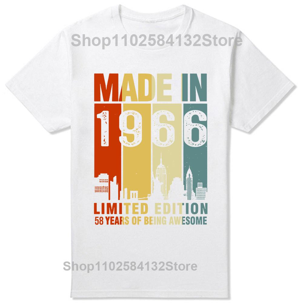 58th Birthday 58 Years Man Woman Retro Vintage 1966 Gift T Shirts Summer Father Mother Husband Cotton Streetwear Tshirt
