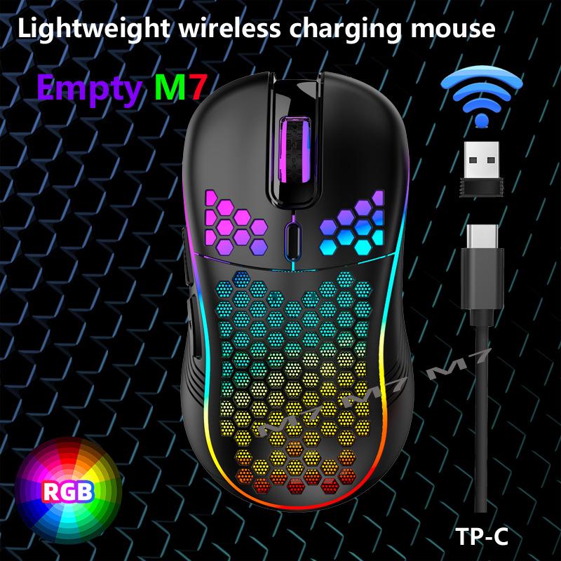 RGB Luminous Gaming Mouse with Wireless Hollow Honeycomb Design, Lightweight and TYPE-C Wired Charging.