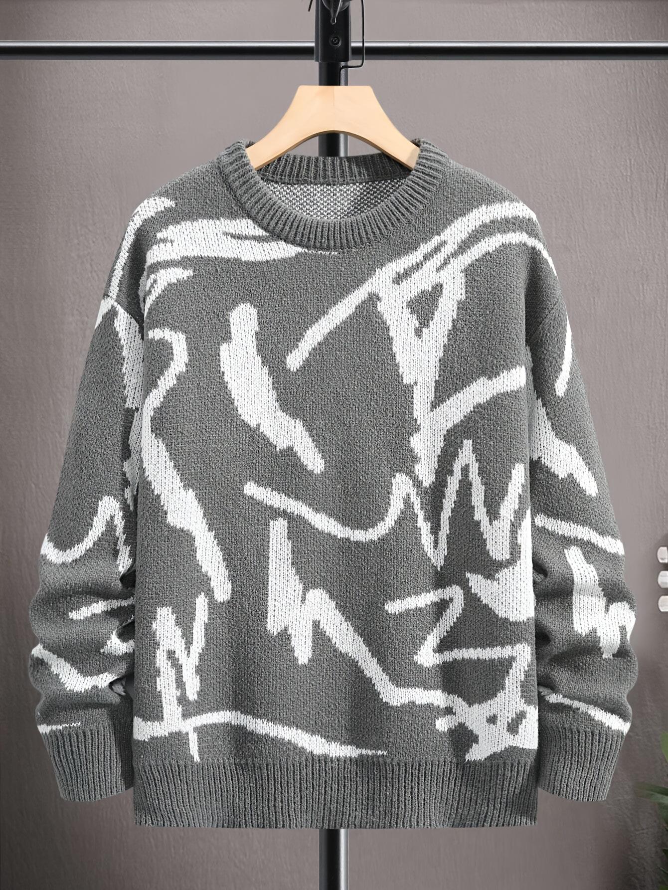 

Trendy Men s Autumn/Winter Loose Round Neck Knitwear - Long Sleeve Sweatshirt L сірий колір
