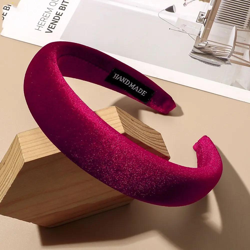 Women's Velvet Headband Padded Hairband Wide Sponge Hair Hoop Band Accessories