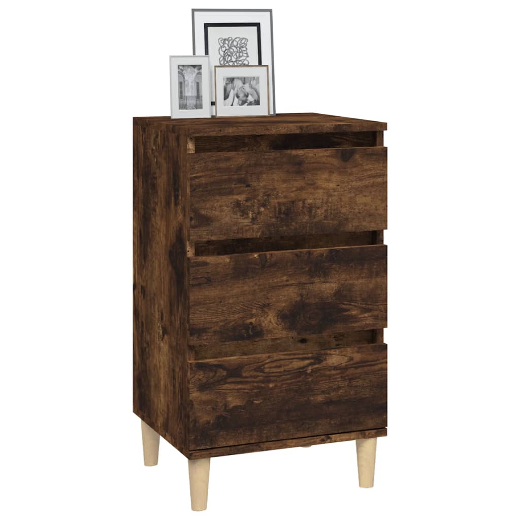 Nightstand Smoked Oak 40 x 35 x 70 cm Wood Based Material