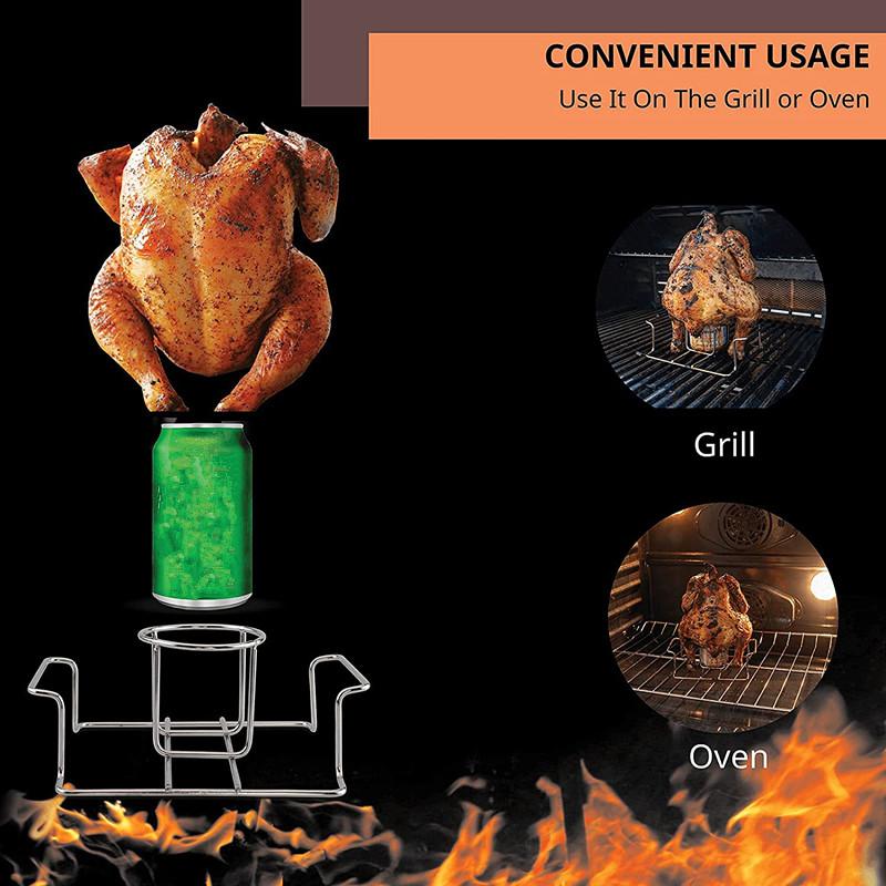 Chicken Roaster Rack Non-Stick Food Grade Stainless Steel Vertical Chicken Holder Barbecue Cooking Pans Kitchen Accessories