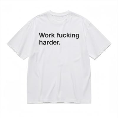 Damen T-Shirt mit Work Hustle Harder Grafik Unisex Weiß 100% Baumwolle Top USA