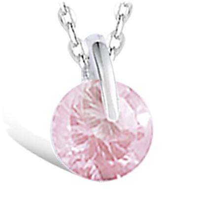 [I9818] - Silver Pendant 'Crystal' Silver Pink (rhodium-plated) - 8 Mm